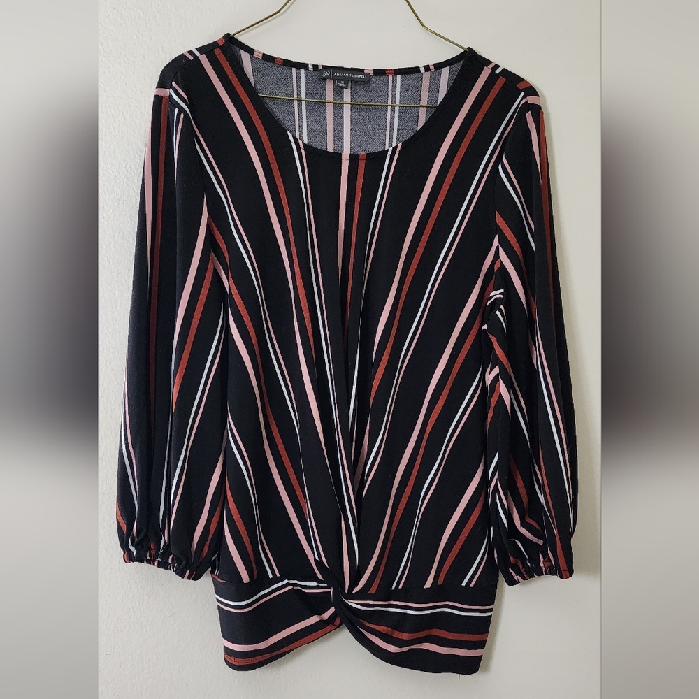 Adrianna Papell Black and White Bubble Blouse for Cocktail